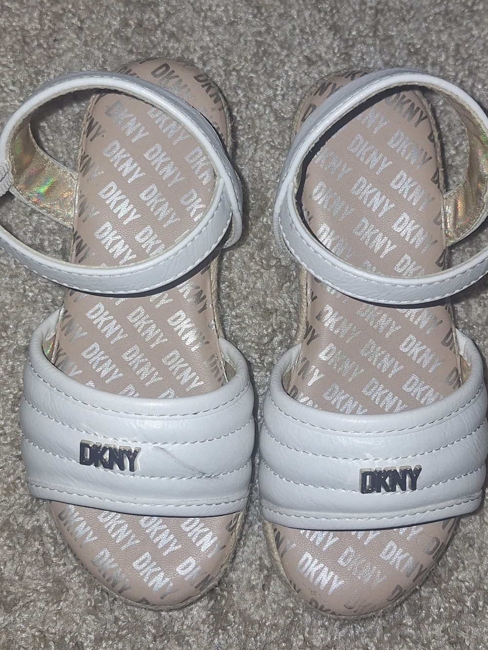 DKNY Kids White Quilted Sandals